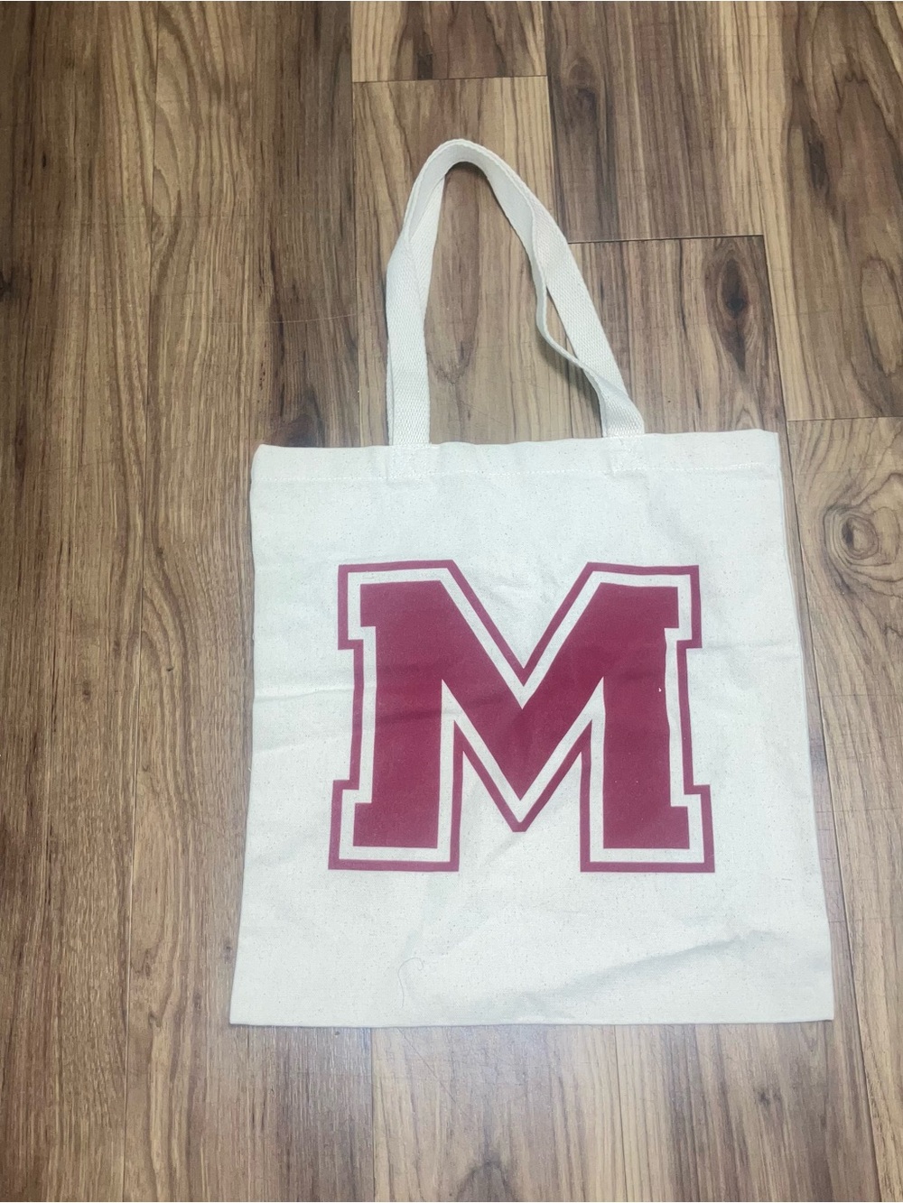 Source Unknown White Canvas Tote with Red 'M'